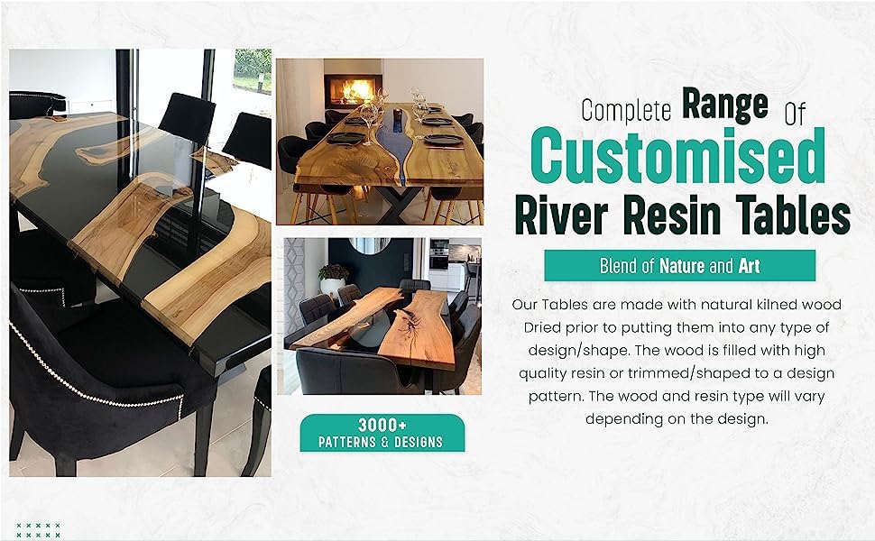 Epoxy Wooden Dining Table (30 x 36 x 24 Inches) I1815