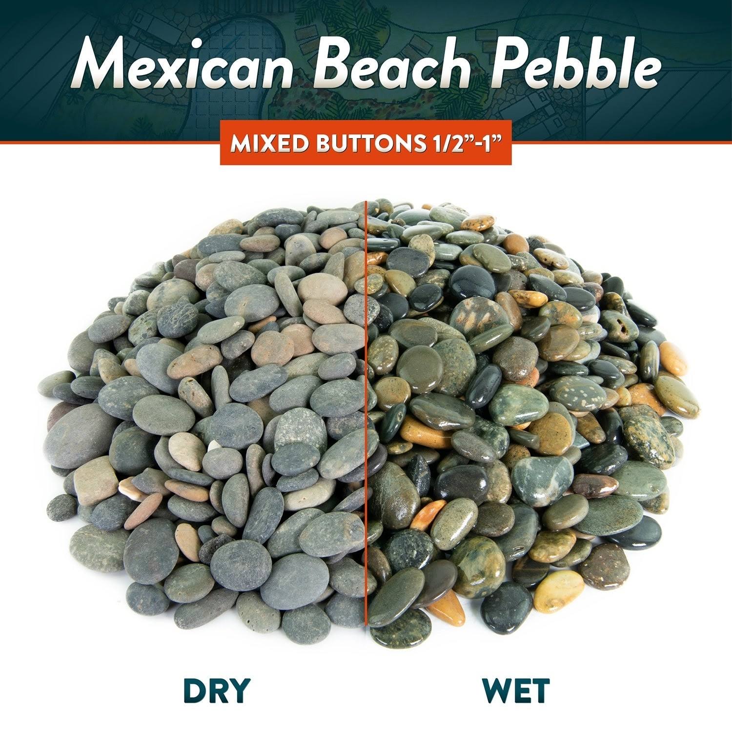 Mexican Beach Pebbles 40 lbs Smooth Round Stones V96399