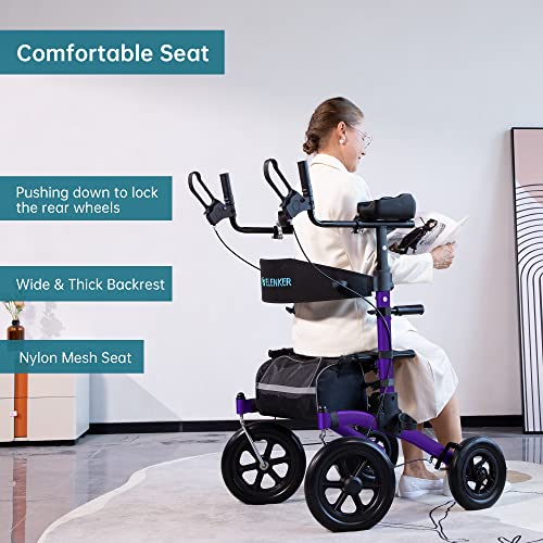 Compact Folding Upright Rollator Walker with 12" Front Wheels W84227