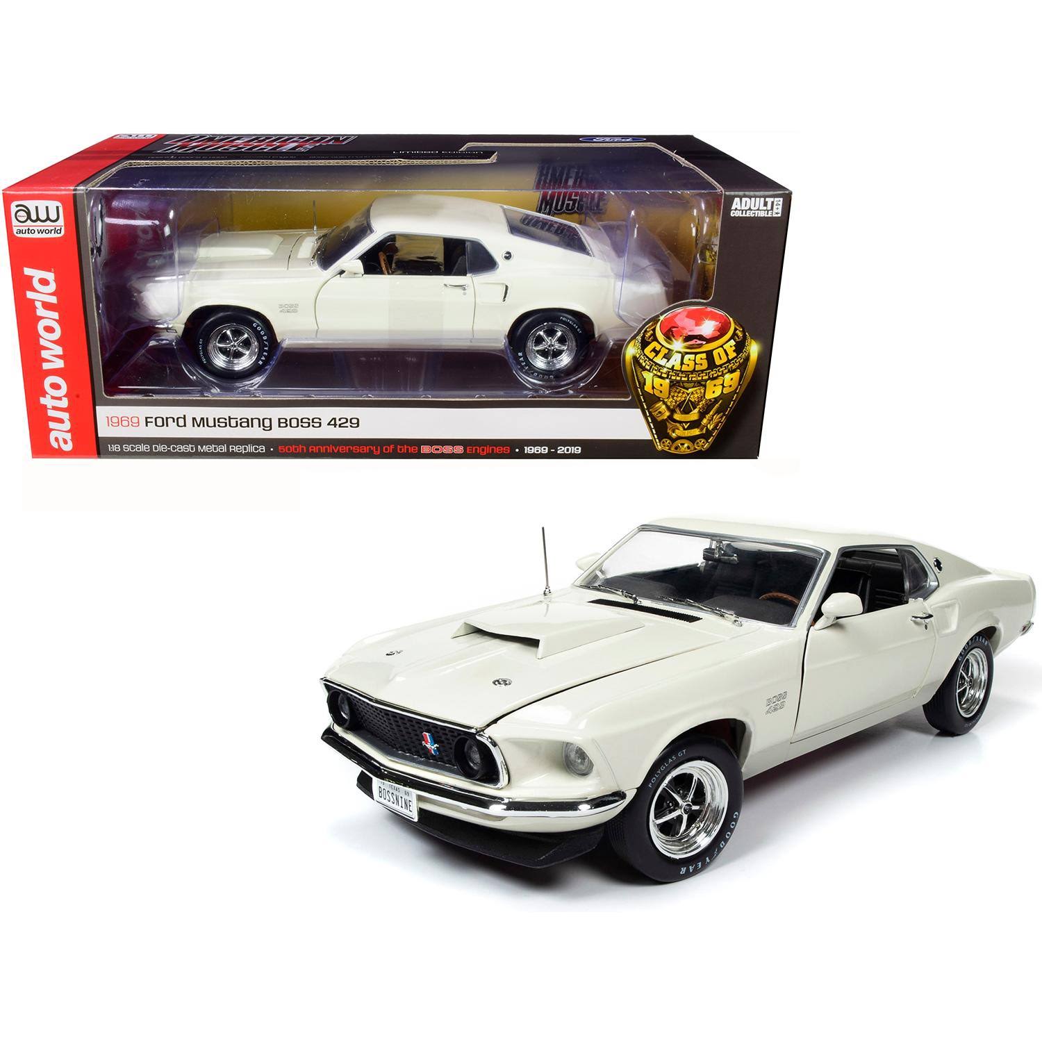 1969 Ford Mustang Fastback Boss 429 Wimbledon White 1/18 Diecast O53236