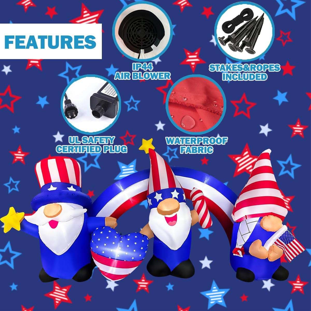 7 FT Inflatable 3 Gnomes with Archway Decorations Z646