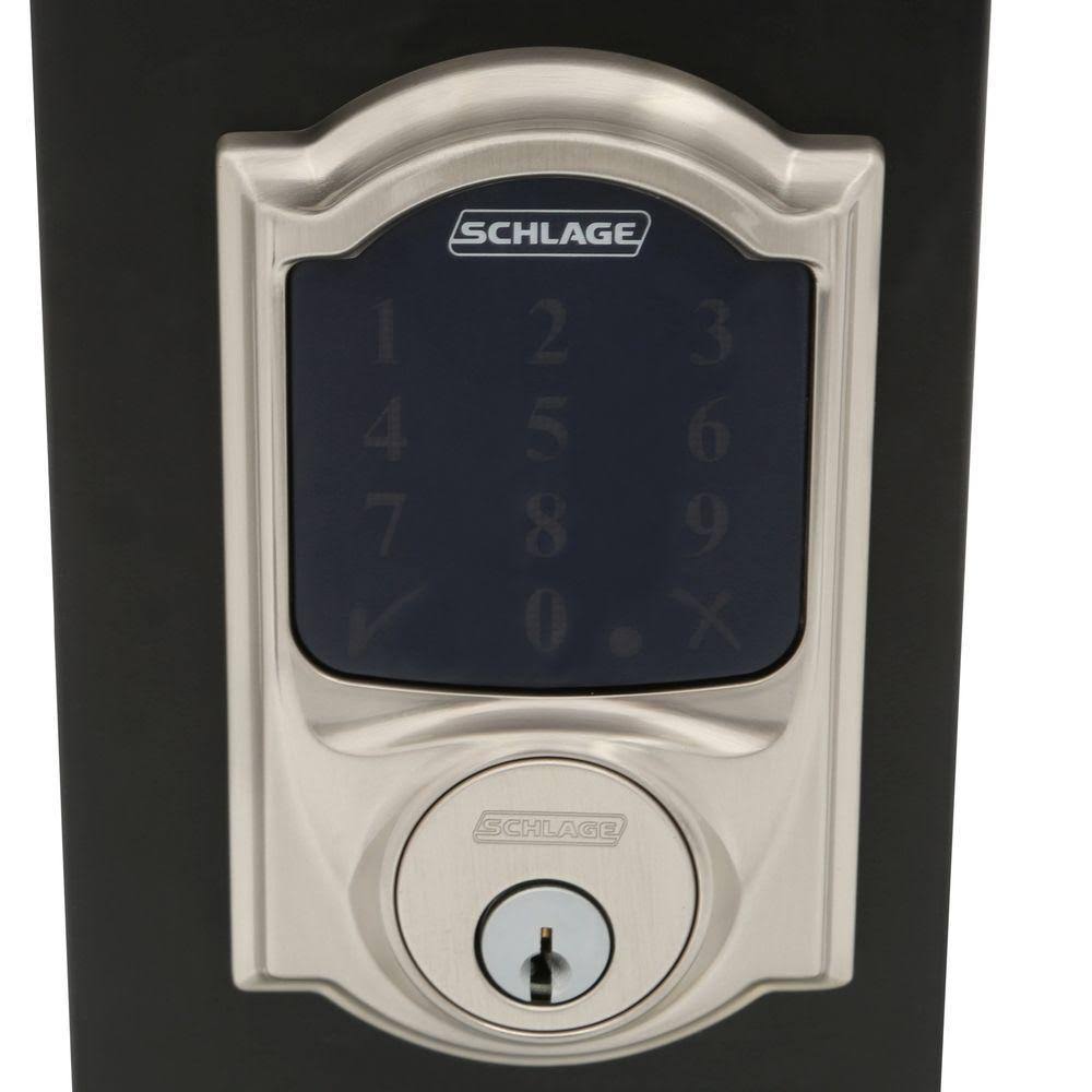 Satin Nickel Touchscreen Deadbolt with Alarm G268166