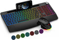 Wireless Keyboard and Mouse Combo, 2.4G Rechargeable Ergonomic Gaming Keyboard with Wrist Rest J3155