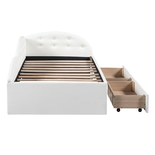 Gray Velvet Twin Size Daybed with Storage Drawers D474