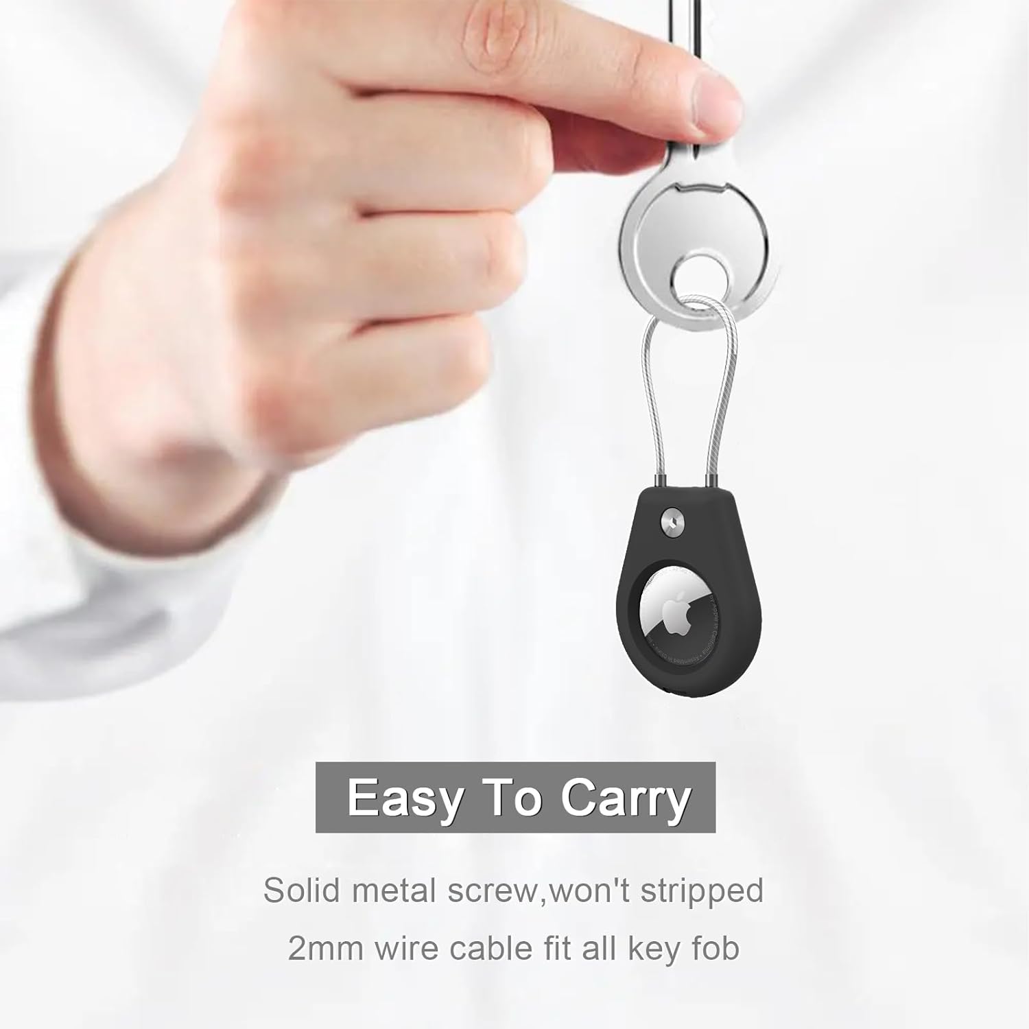 Black AirTag Holder with Keychain C37868