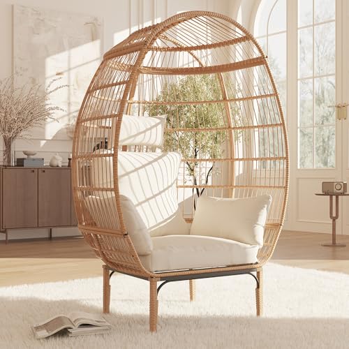 Oversized Wicker Egg Chair with 5 Cushions L157099