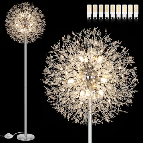 69'' Crystal Floor Lamp with K9 Crystals, Silver Chrome Y879891