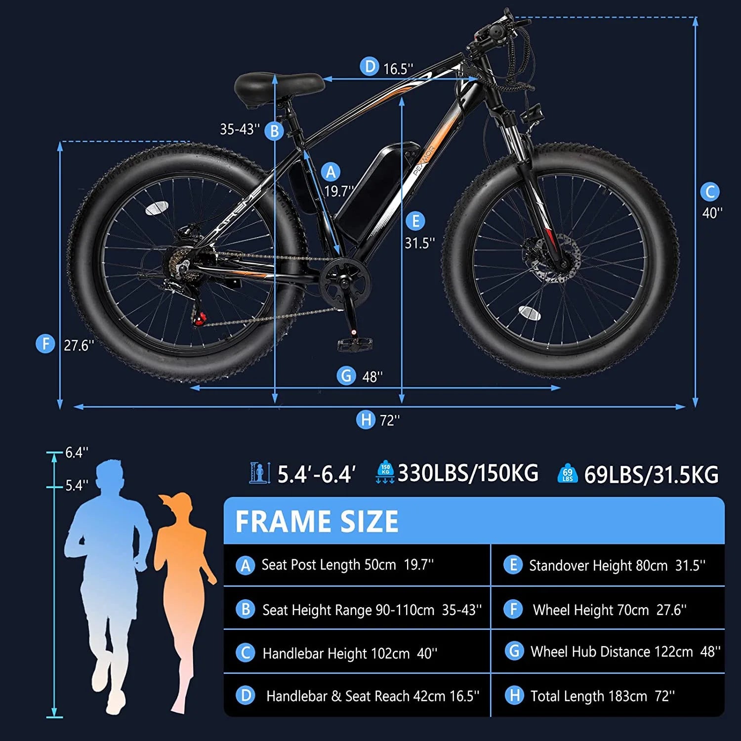 26" Fat Tire Electric Bike 500W 48V 13AH Removable Battery 20MPH O134