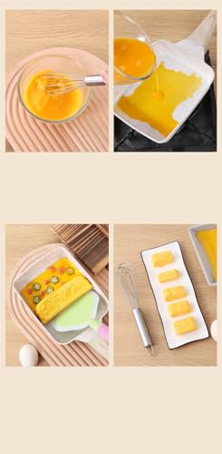 White Square Nonstick Tamagoyaki Pan with Lid and Oil Brush J17283