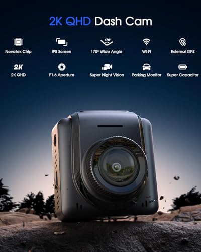 Mini Dash Cam with WiFi, 2K, WDR Night Vision, Parking Monitor M6352