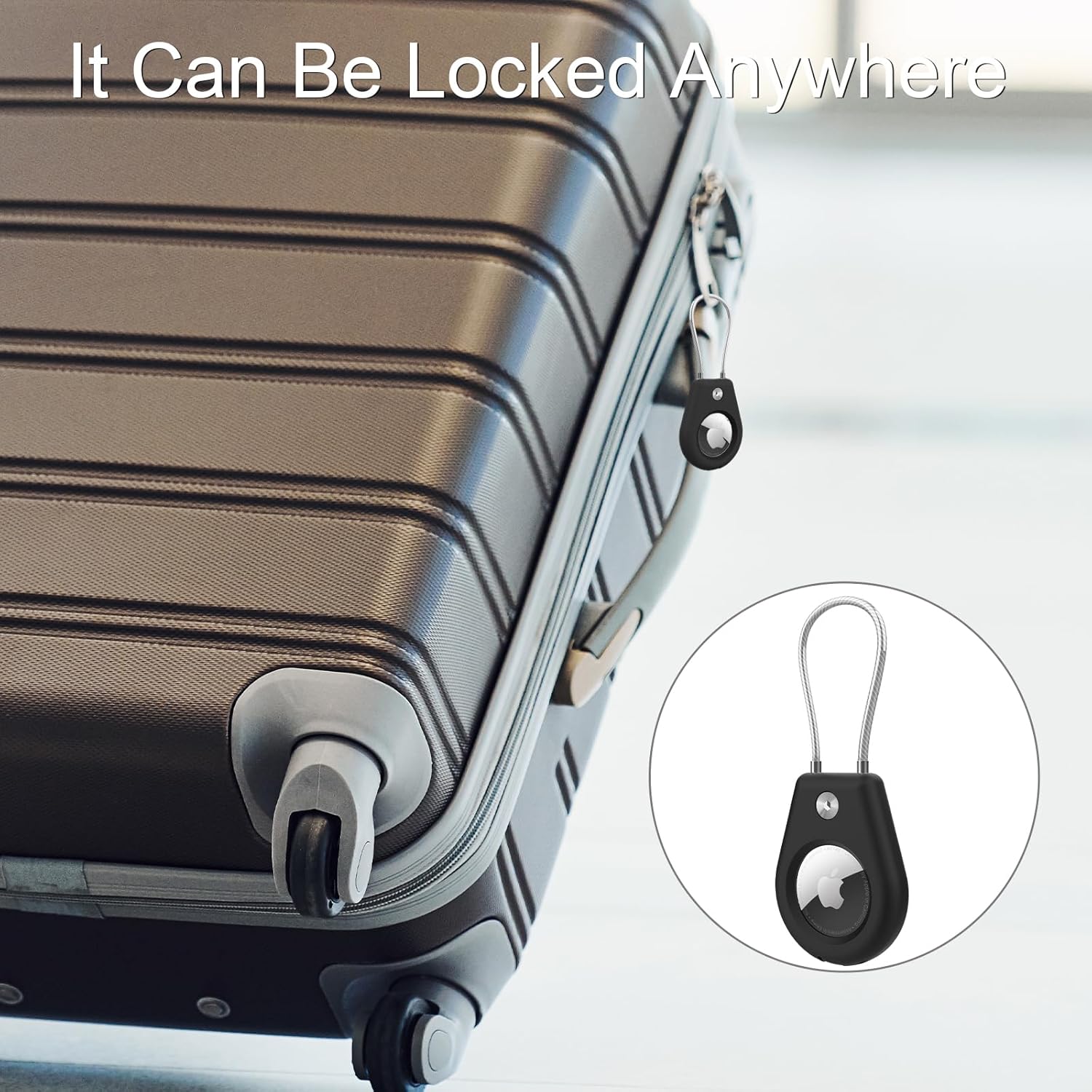 Black AirTag Holder with Keychain C37868