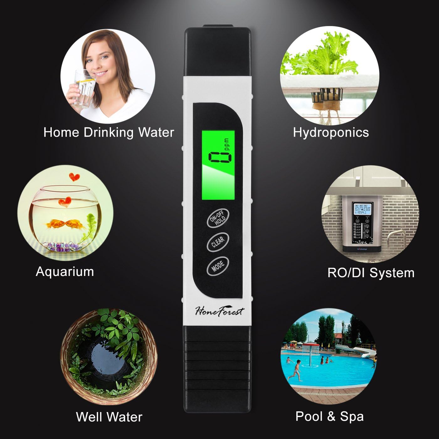 TDS Meter EC Meter Temperature Meter 3 in 1 0-9990ppm A615