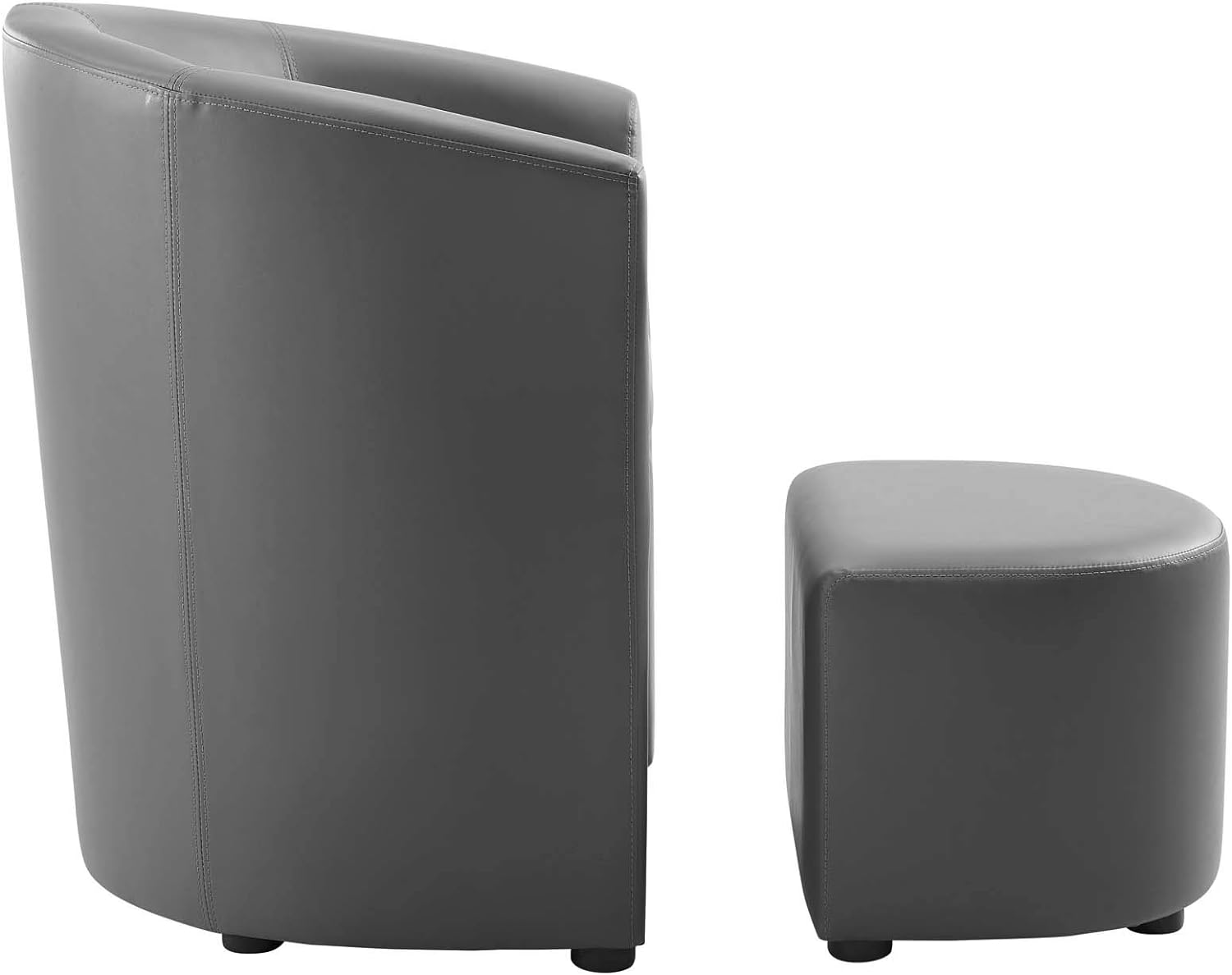 Gray Faux Leather Armchair And Ottoman Set Y9839