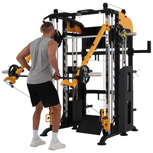 Smith Machine with Lever Arms Pulley Ratio 2:1 Squat Rack Pull Up Bar C56123