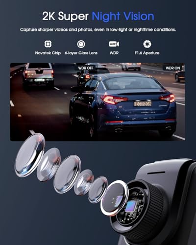 Mini Dash Cam with WiFi, 2K, WDR Night Vision, Parking Monitor M6352