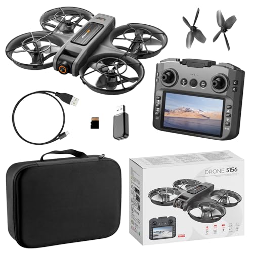 RC Drone with Screen On Controller, Brushless Motor Drone with Dual Cameras H1469