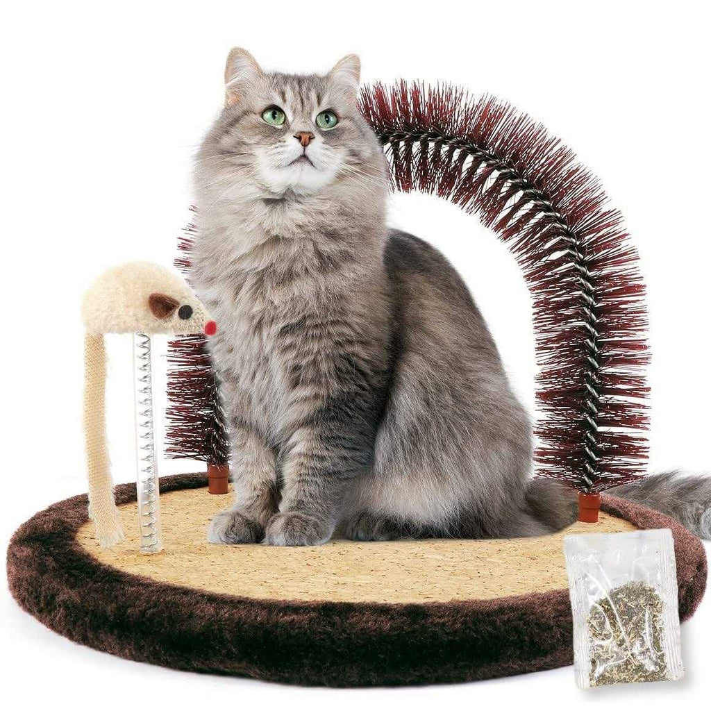 Cat Arch Self Groomer Massager with Cat Scratching Pad and Catnip Toy Z9485
