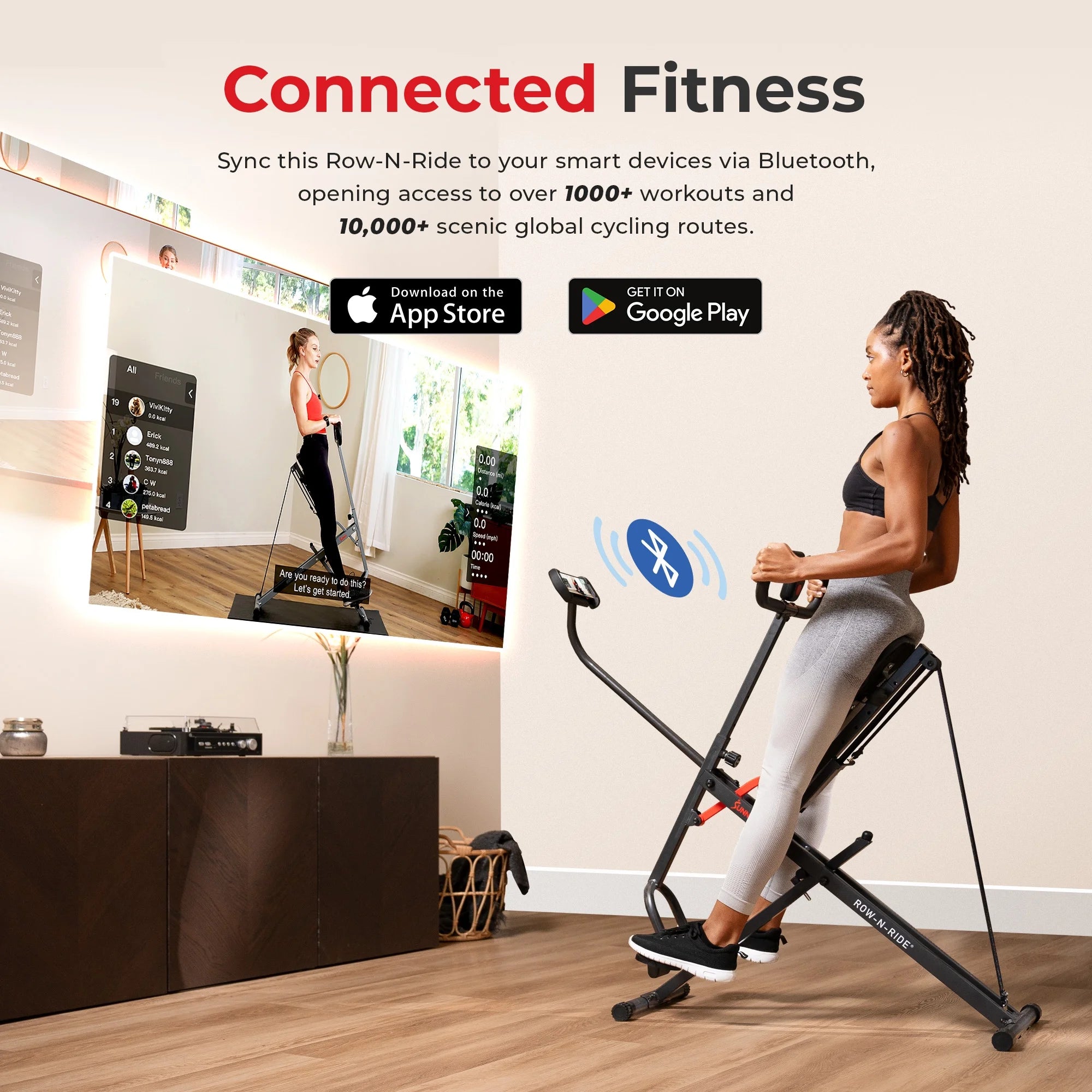 Smart Upright Row-N-Ride Exerciser, Squat Assist Trainer with Adjustable Resistance, Foldable F8828