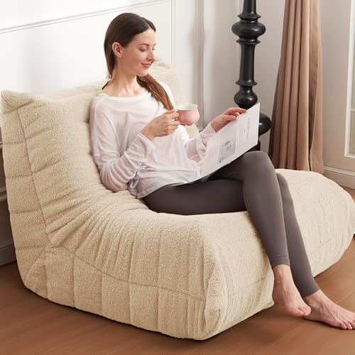 Black Plush Bean Bag Chair with Memory Foam N8359