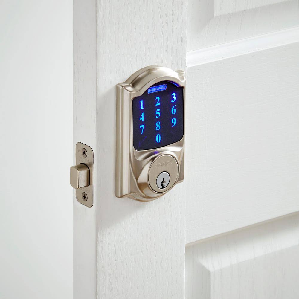 Satin Nickel Touchscreen Deadbolt with Alarm G268166