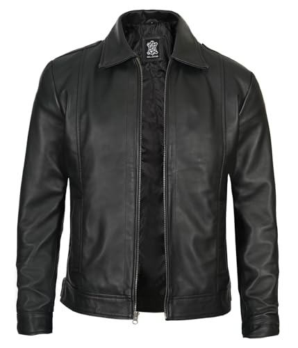 Real Lambskin Classic Vintage Style Leather Jacket R654091