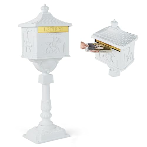 Black Cast Aluminum Locking Mailbox with Post M8298