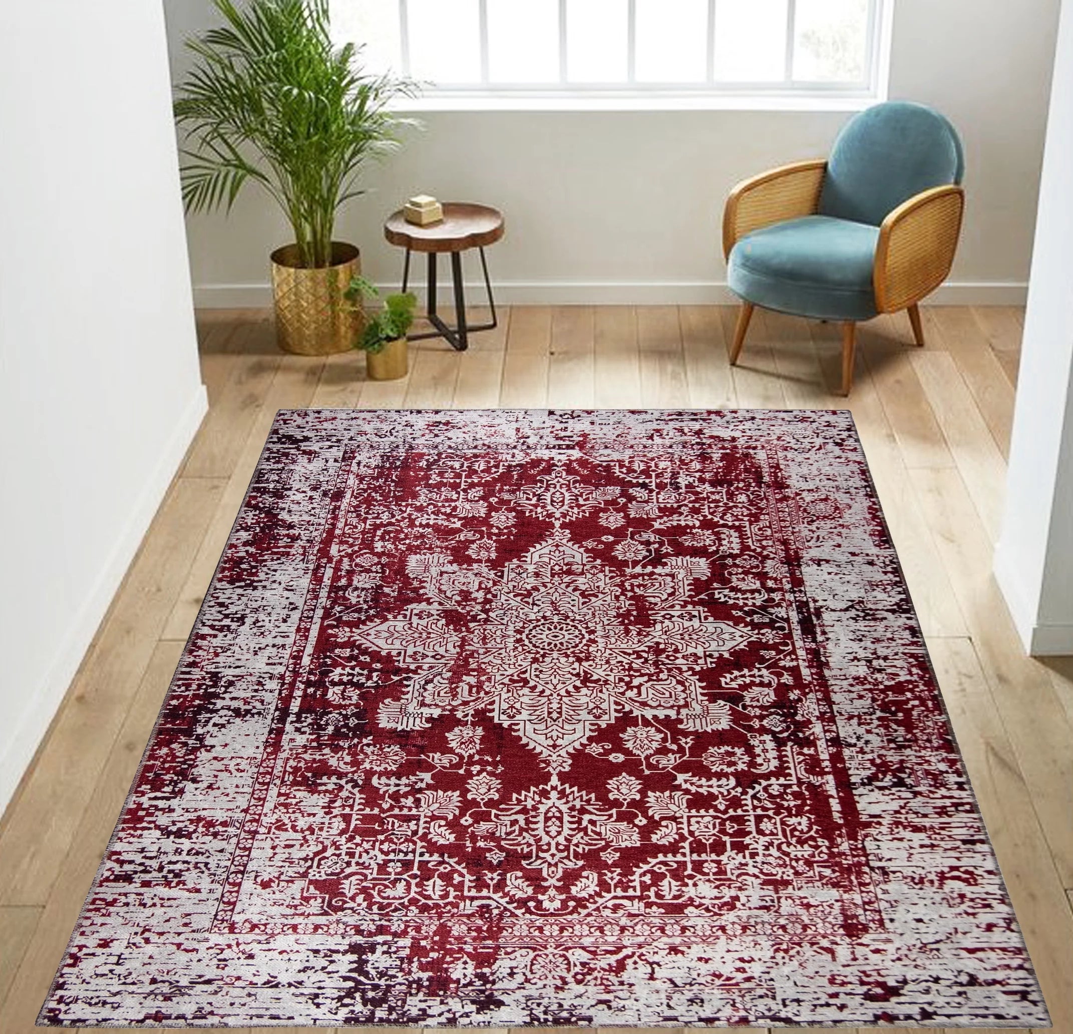 Washable Area Rug Low Profile Persian Runner Anti Slip Backing Foldable Carpet S25185