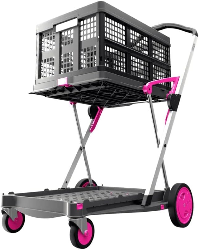 Multi use Functional Collapsible Mobile Folding Trolley Shopping Cart with Storage Crate (Green) K227