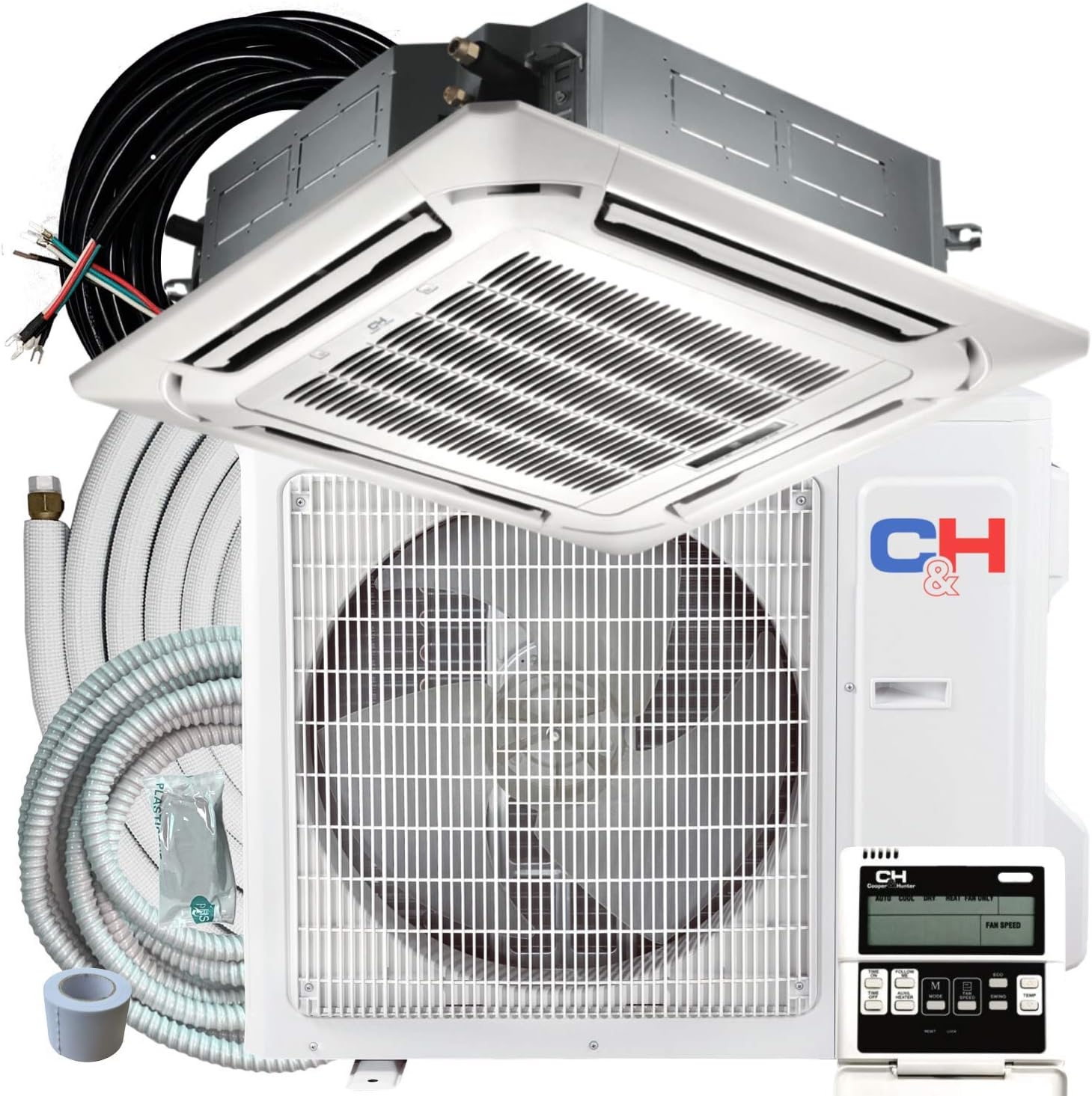18,000 BTU Ceiling Cassette Ductless Mini Split AC/Heating System with Heat Pump K465695
