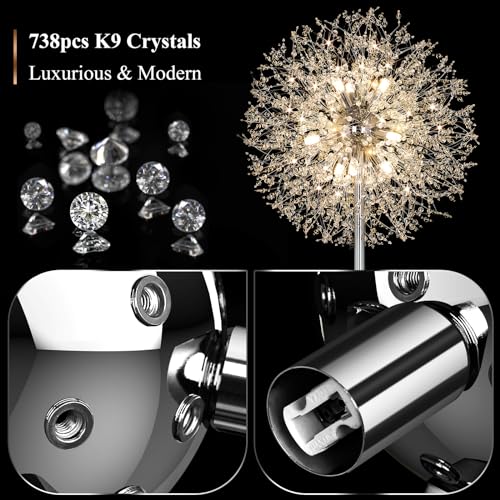 69'' Crystal Floor Lamp with K9 Crystals, Silver Chrome Y879891