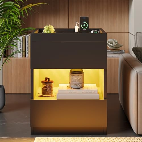 Set of 2 Nightstands with 2 Drawers and Glass Top W698583