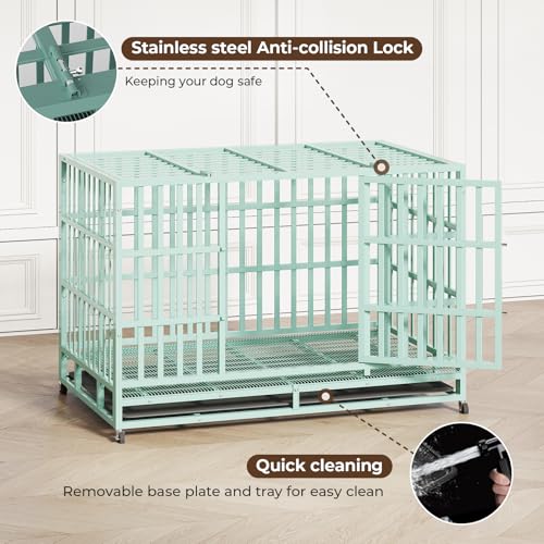 Heavy Duty Steel Dog Crate with Wheels and Removable Tray M90954