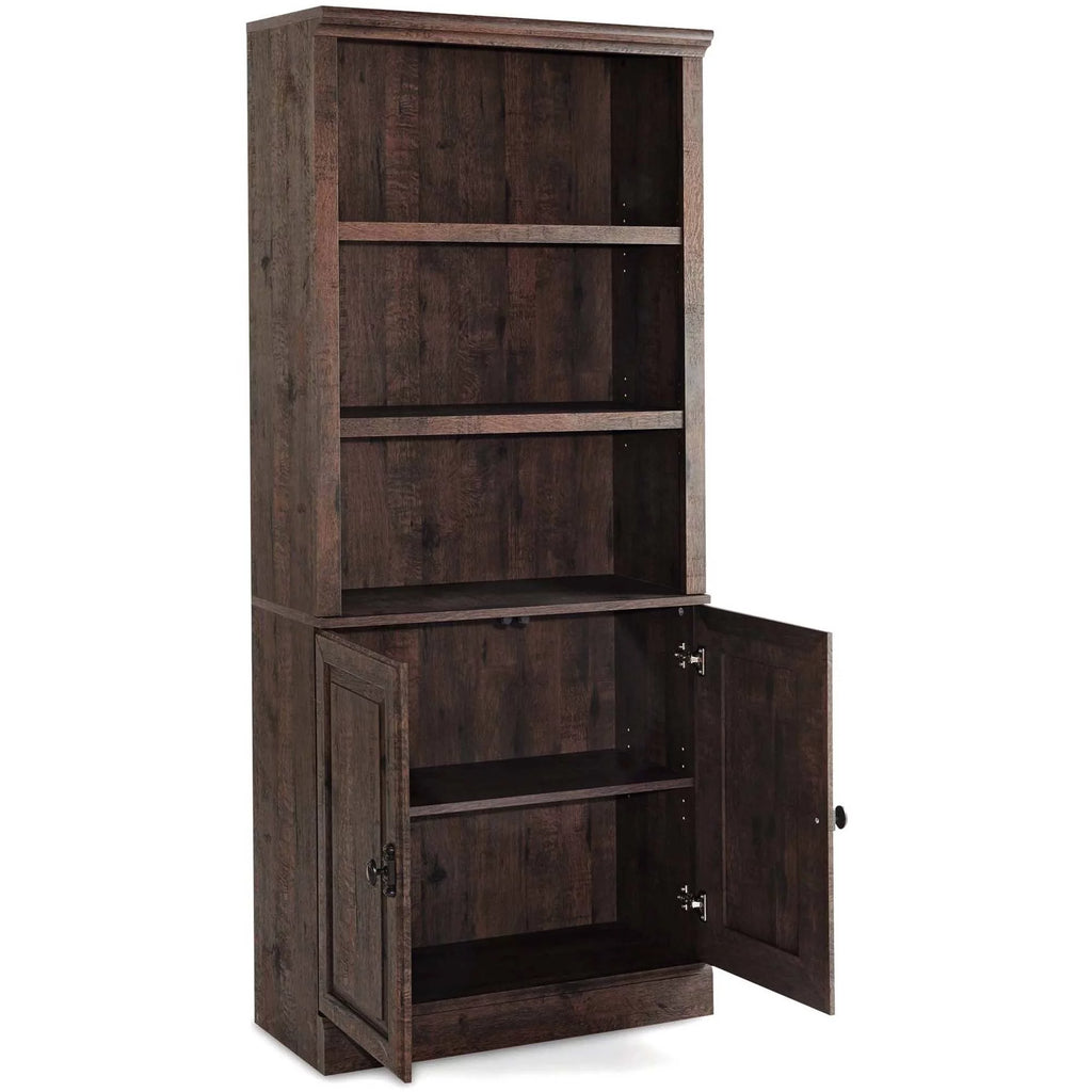 Heritage Walnut Finish 5 Shelf Bookcase with Doors O850609
