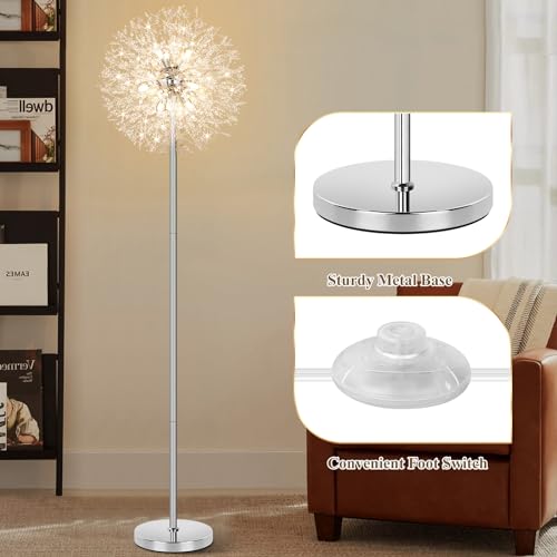 69'' Crystal Floor Lamp with K9 Crystals, Silver Chrome Y879891