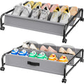 2 Pack Rolling Under Bed Shoe Storage with Breathable Mesh Pockets L30994