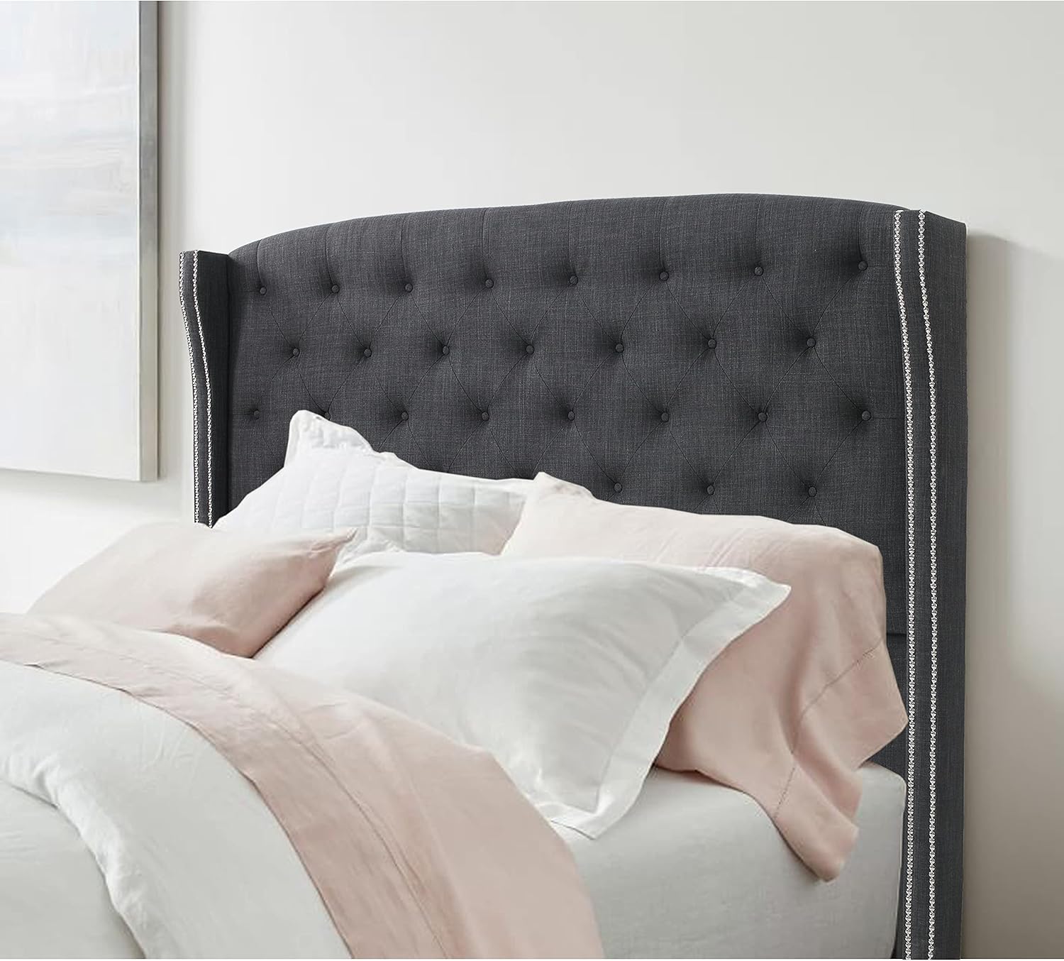 Charcoal Upholstered Wingback Headboard, Full P50267