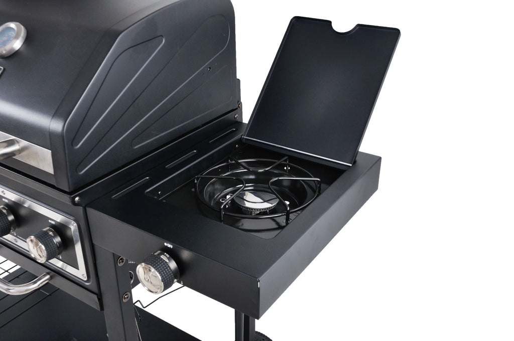 Dual Fuel Gas & Charcoal Combo Grill, Black with Stainless F107448
