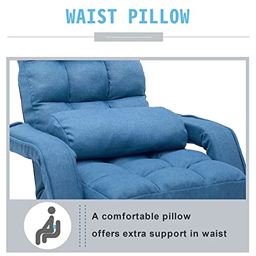 Blue Adjustable Folding Chaise Lounge Sofa with Armrests and Pillow B142