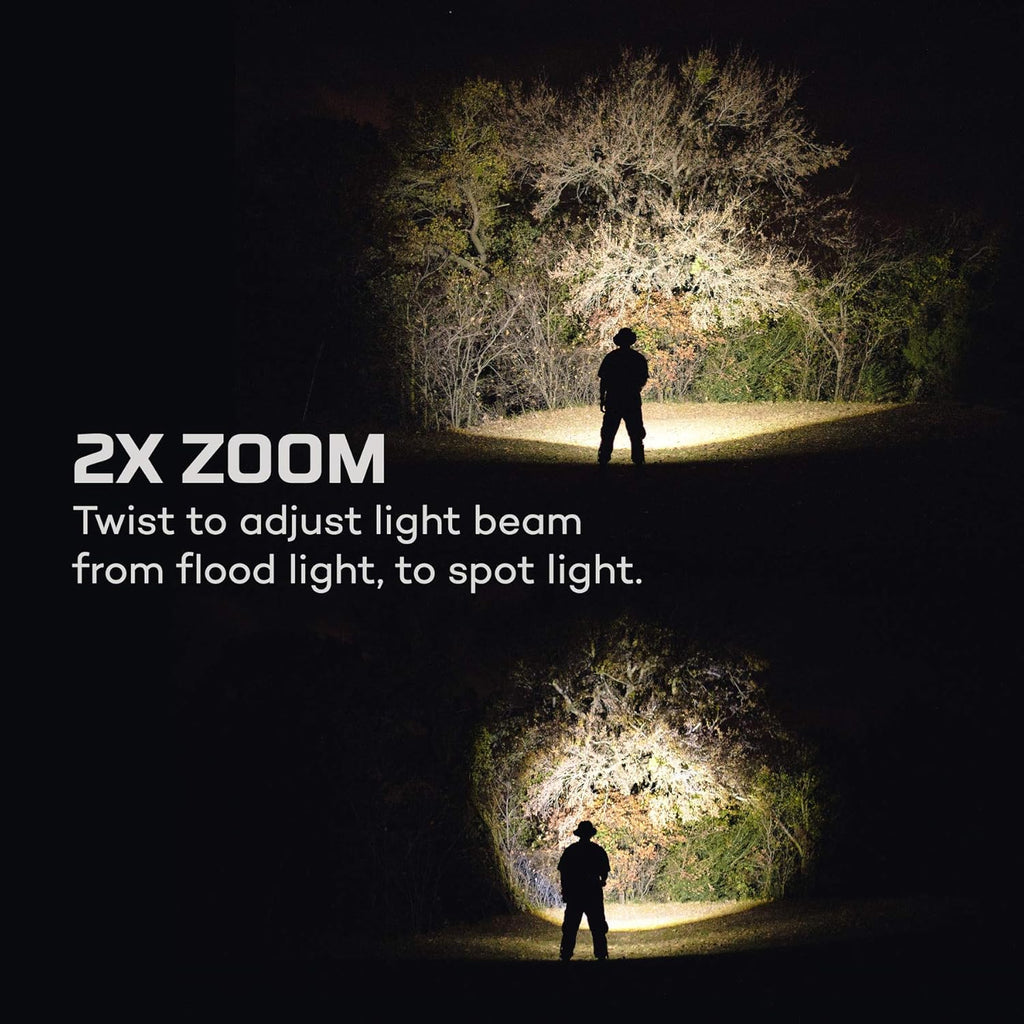 12K lumen rechargeable adjustable beam LED flashlight with USB powered LED reading light bundle H983