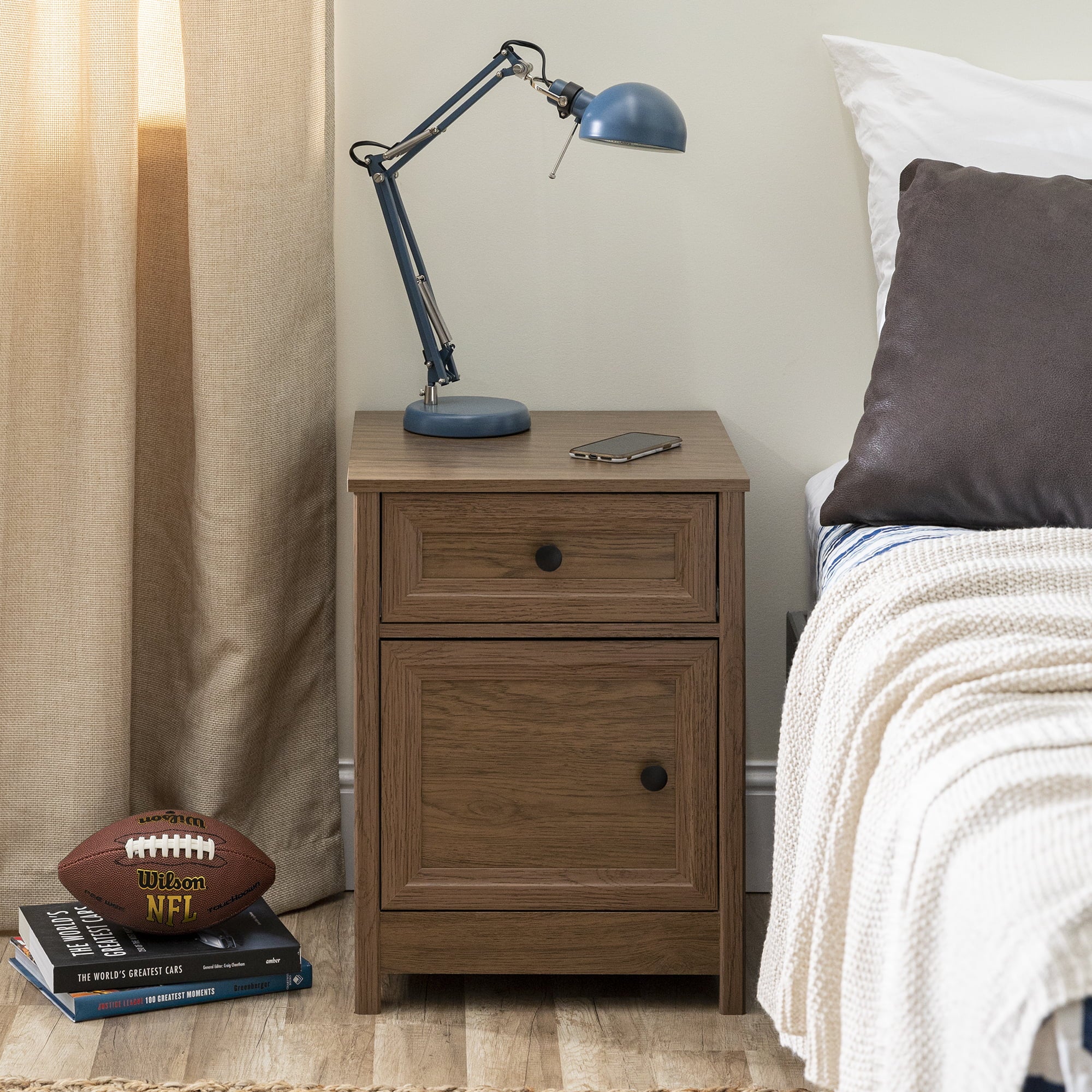Dark Walnut 1 Door and Drawer Nightstand Z86963