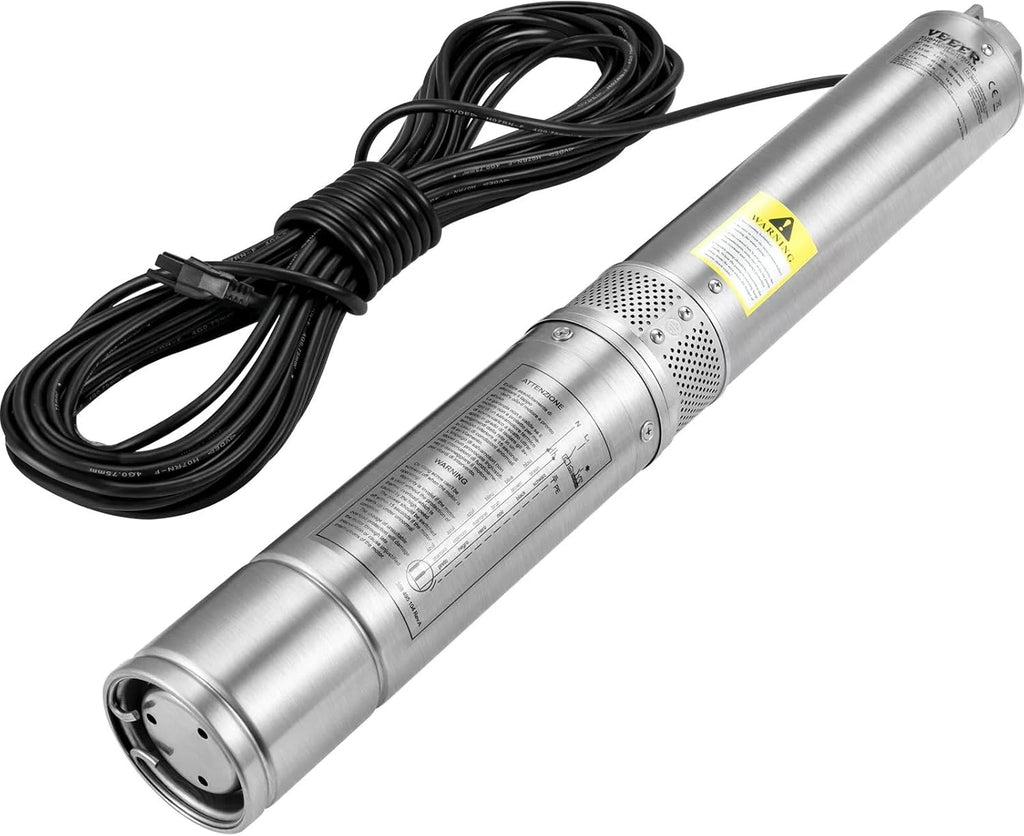 1/2HP 4" Deep Well Submersible Pump 28GPM 167ft Stainless Steel 115V D33385