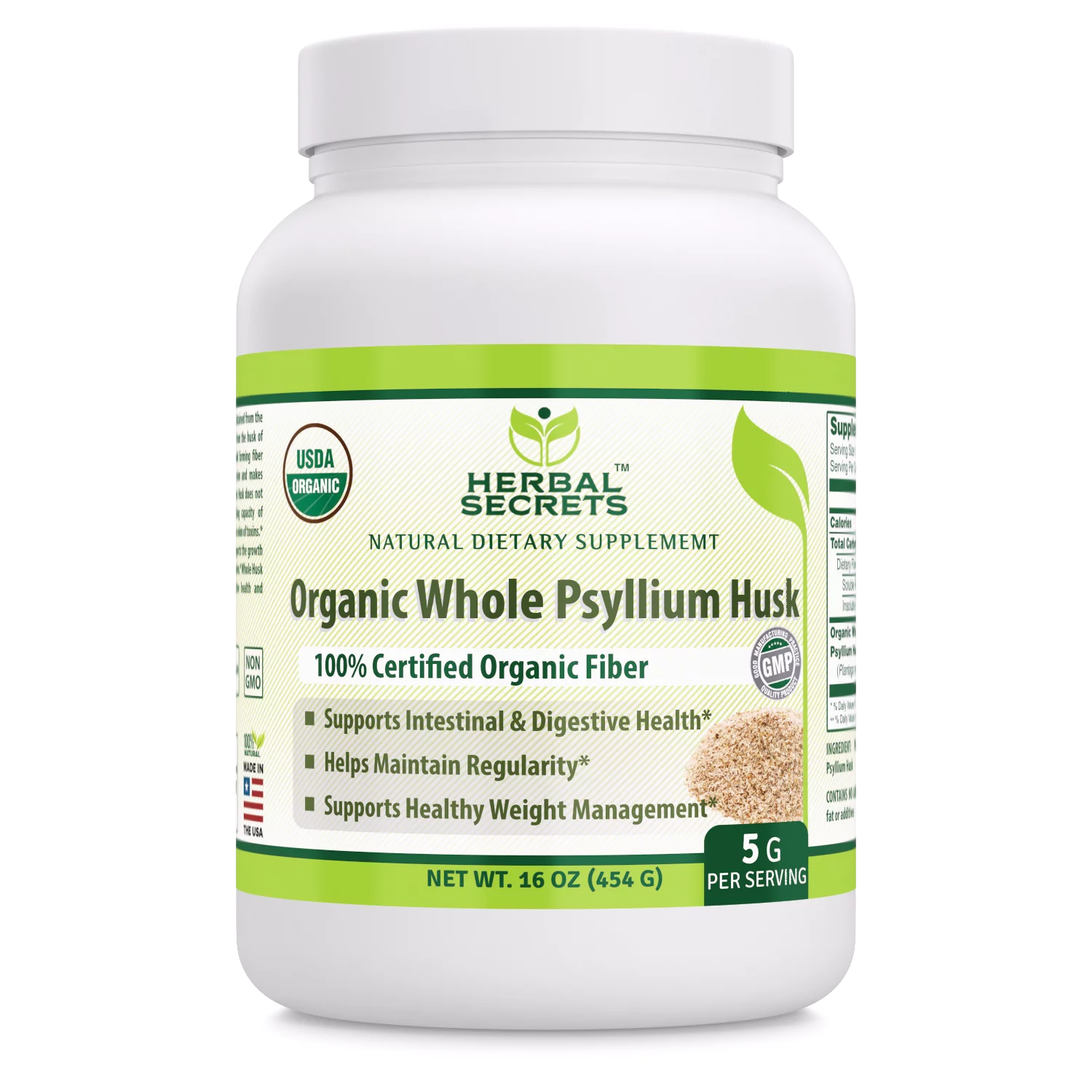 USDA Certified Organic Psyllium Husk 16 Oz J86222