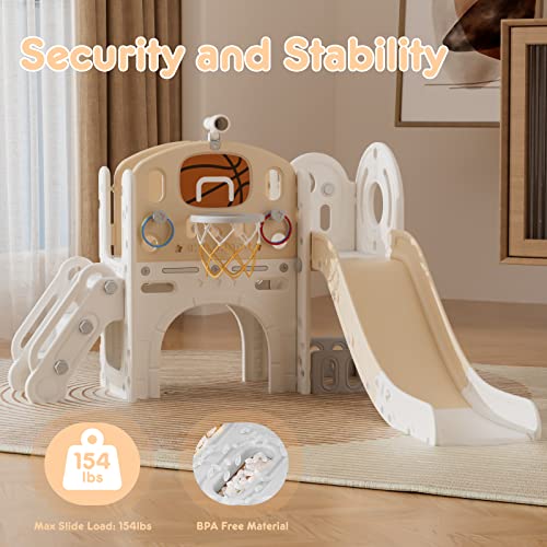 8 in 1 Toddler Slide Set with Basketball Hoop and Ball D350978