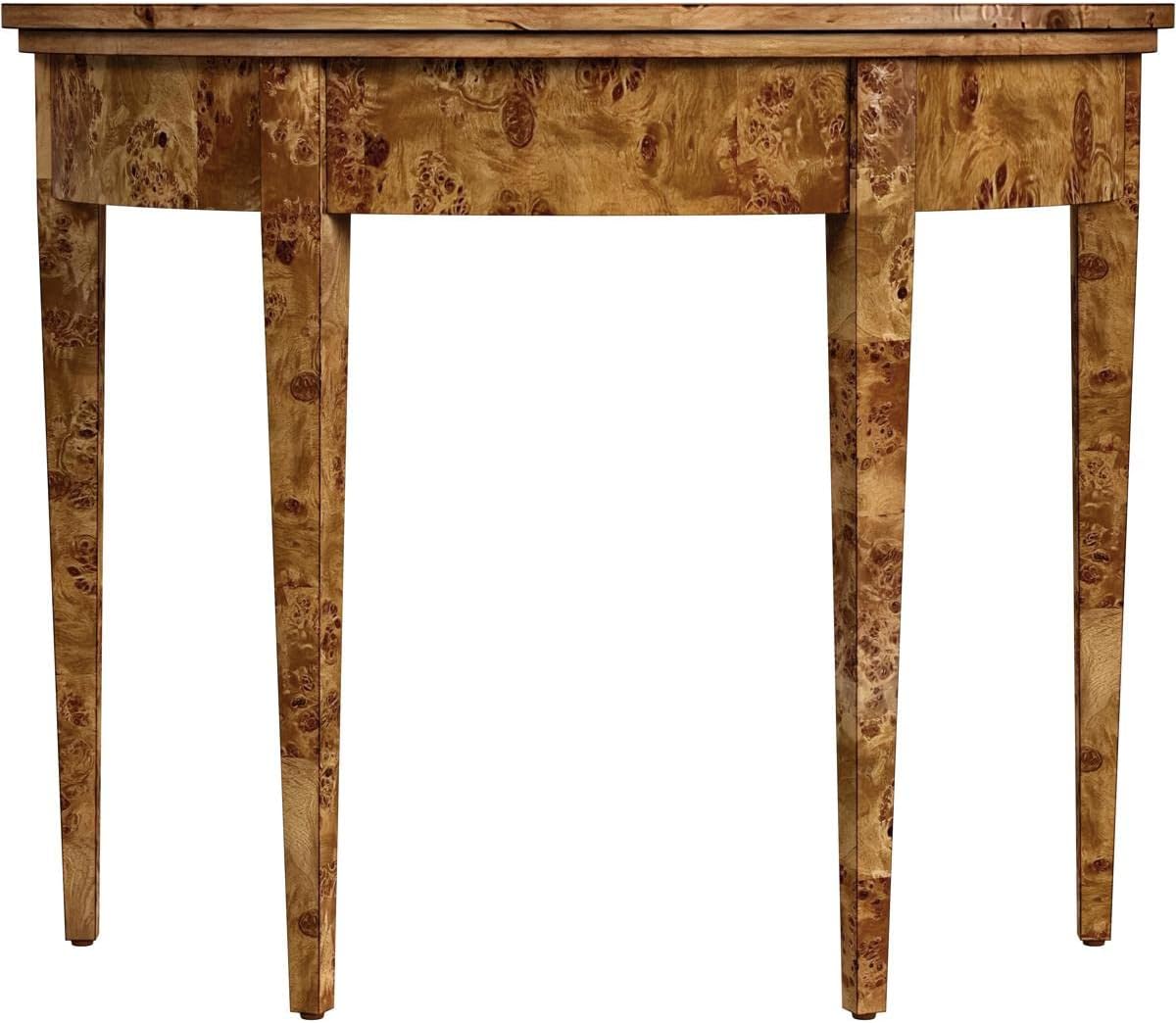 Brown Burl Wood Demilune Console Table Z2239
