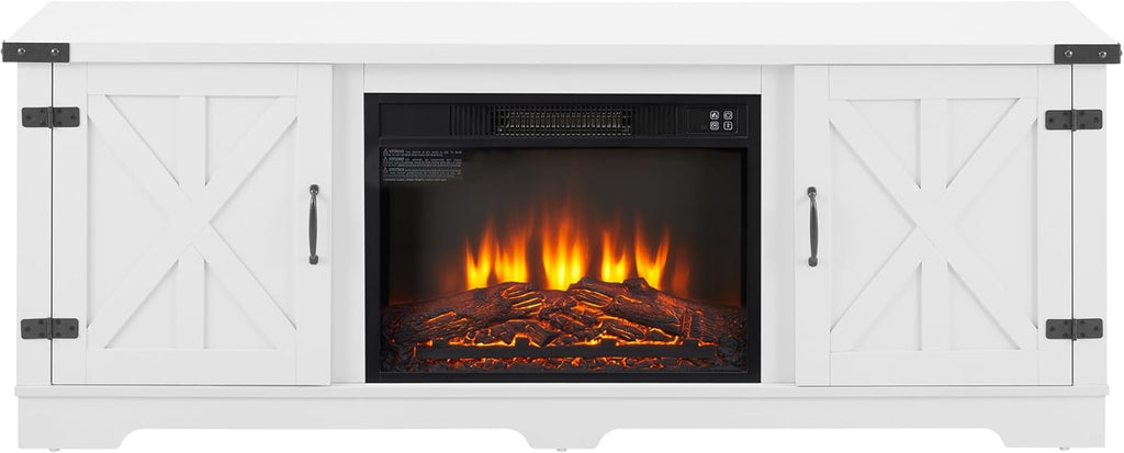 White Large Fireplace TV Stand with 23" Fireplace Insert C39890