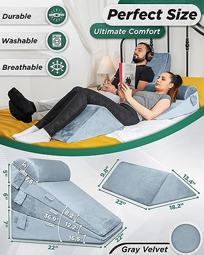 4pcs Orthopedic Bed Wedge Pillow Set Memory Foam J959706