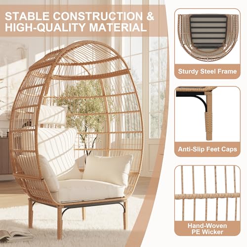 Oversized Wicker Egg Chair with 5 Cushions L157099