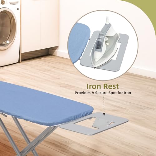 Gray Checkered 45" x 14" Adjustable Height Ironing Board with Padded Removable Cover V4673