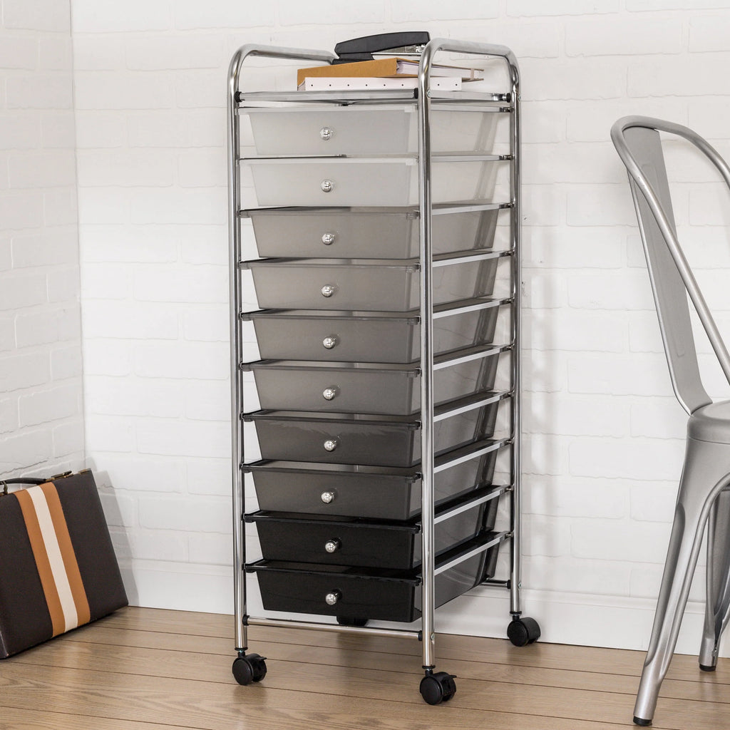 10-Drawer Multi-Color Rolling Cart A849