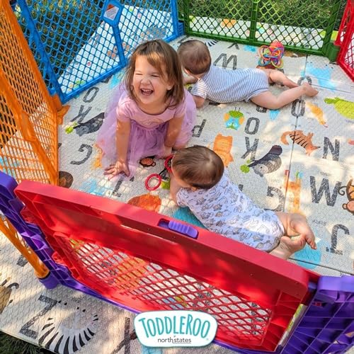 6 Panel Free Standing Play Yard, 26" Tall, Aqua A29609